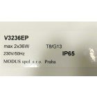 Por-és páramentes falon kívüli fénycsöves lámpatest, EVG, 2x36W, 1270x136x90mm (HASZNÁLT)