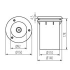 Járófelületbe süllyesztett lámpatest E27-es foglalattal, 40W, 178mm (HASZNÁLT)
